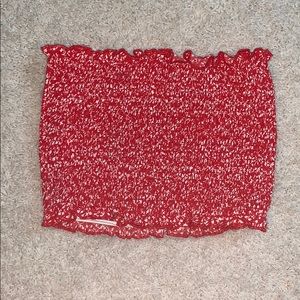 Red and White cropped tube top